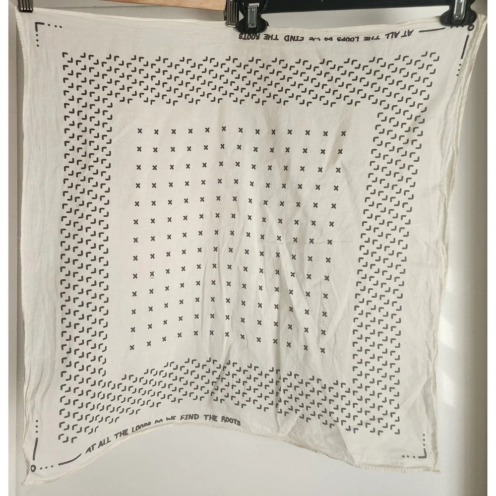 White Geometric Bandana‎ Scarf Unisex 22.75in Square Wrap Headband